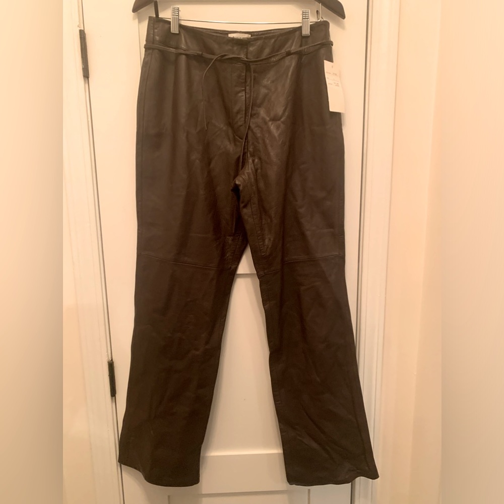 Brown real leather pants